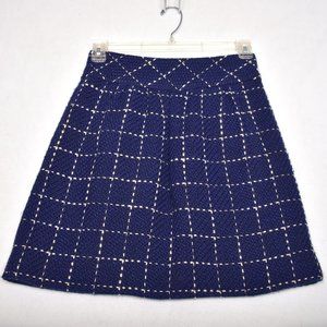Anthropologie Maeve Wool Skirt Blue and White Plaid Size 2